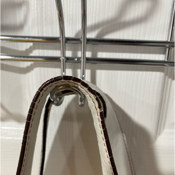 Tignanello white leather purse, pre owned, some discoloration, wear on handles - Picture 7 of 8